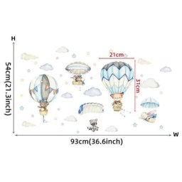 Un lot de Stickers muraux enfants-Decoration pour chambre de bébé motif Animaux montgolfières