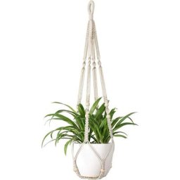 Cintre en macramé pour plantes d'intérieur à suspendre avec perles en bois Support de pot de fleurs