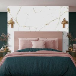 Panneau mural de douche Kobert-in Compact Calacatta Gold en aluminium , 120 x 120 cm, marbre blanc