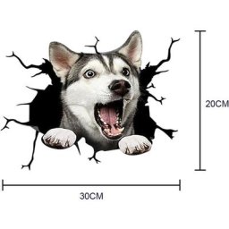 2 pcs Vinyle Animaux Autocollant De Voiture Husky Chien Décalque Étanche Amovible Décor De Voiture
