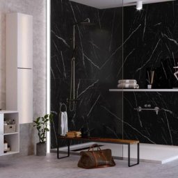 Panneau mural de douche Kobert-in Compact Infinite en aluminium , 120 x 120 cm, marbre noir