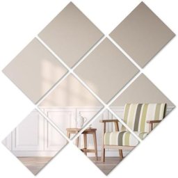 Tuiles miroir auto-adhésives 15x15cm 8 pièces miroirs muraux décoratifs tuiles miroir à coller