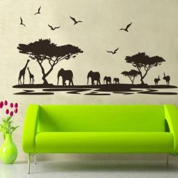 Stickers muraux la savane en noir (160x75 cm) i autocollant sticker mural animaux safari afrique