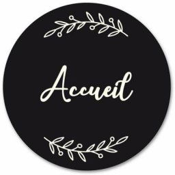 Adzif.biz Le Sticker De Decoration - Plaque de Porte Autocollante pvc Gravé Noir Blanc Ronde.