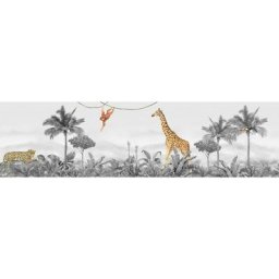 Sanders&sanders - Frise de papier peint adhésive animaux de la jungle - 9.7 x 500 cm de gris