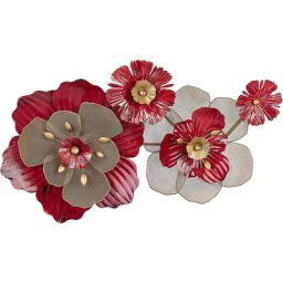 Décoration Murale Moderne à Suspendre Fleurs Rouges Pièce d'Accent Intérieur Scandium - Rouge