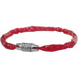 Cyclingcolors - Antivol 4 chiffres 500mm vélo vtt rouge transparent chaine acier tête chromé