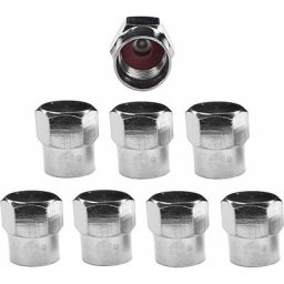 8x capuchon de valve schrader acier chromé bouchon anti poussière cyclo moto scooter auto quad