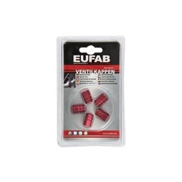 Eufab - lot de 5 bouchons de valve - aluminium - rouge 17270