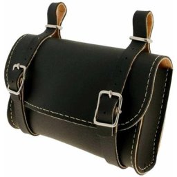 Sacoche de selle vélo noir avec boucle de fermeture simili cuir ville vtc vintage