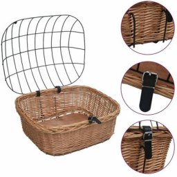 Vidaxl - Panier avant de vélo avec couvercle 50x45x35 cm Saule naturel Brun