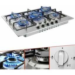 Arebos - Cuisinière à gaz de 5 flammes Acier inoxydable Grilles et veilleuse de sécurité incluses
