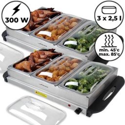 Jago® Chauffe-Plats Électrique - Set de 2, en Acier Inoxydable, Maintien de la Température,
