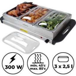 Jago - Chauffe-Plats Électrique - en Acier Inoxydable, Maintien de la Température, Couvercles