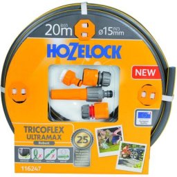 Tuyau d'arrosage tricoflex ultramax hozelock tricoté 5 couches, robuste et anti-torsion, gris avec