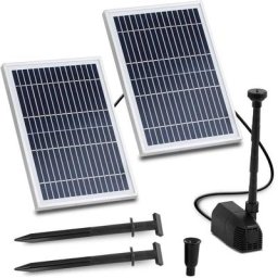 Pompe à Eau Solaire Fontaine Panneau Énergie Solaire Jardin Bassin Étang 1350L/H - Bleu, Argent