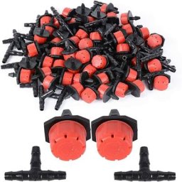 200pcs Goutteur Irrigation Réglable+Tee Joint de Tuyau Système D'arrosage Automatique Goutte à