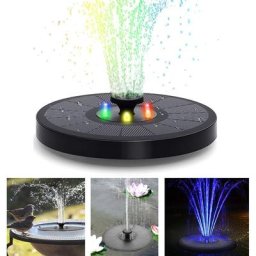 Fontaine solaire, fontaines solaires de bain d oiseaux 3W, led de couleur, 8 buses, protection de