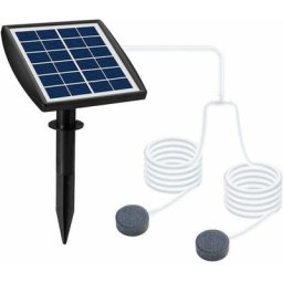 Pompe à oxygène solaire enfichable 6 v 2 w avec tuyau de 2,4 m 2 pierres à bulles d'air pour