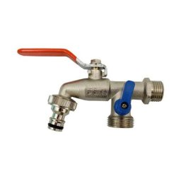 Bradas - Double sortie duo jardin extérieur robinet vanne robinet 1/2 'x 3/4' x 3/4 'bsp correspond
