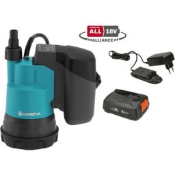 Pompe immergée pour eaux claires 2000/2 18V P4A. Prête à l'emploi avec outil, batterie et chargeur