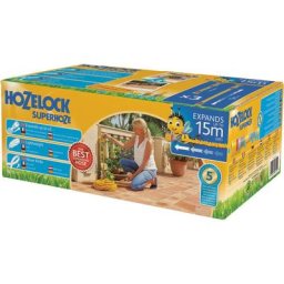 Tuyau d'arrosage extensible superhoze 15M Hozelock S'étire jusqu'à 3 fois sa longueur et comprend 4