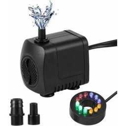 Pompe de fontaine silencieuse Pompe à eau submersible avec débit d'eau réglable avec 12 lumières