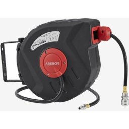 Arebos - Tuyau à air comprimé 20 m Support mural Raccord rapide 1-4 Résistant aux uv Pivotant à