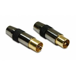 Fiche TV premium (lot de 2) dorée blindée 9,52 mm mâle/fem. - Gris
