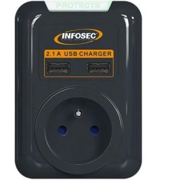 S1 usb neo - Parasurtenseur 1 Prise fr + 2 ports usb - Garantie 2 ans - Infosec