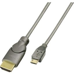Lindy - de téléphone portable Cordon [1x usb 2.0 mâle Micro-B - 1x hdmi mâle] 0.50 m - noir