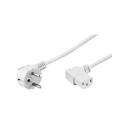 Cordon alimentation secteur blanc 1m50 0,75mm2 2 p+t coudé avec fiche iec