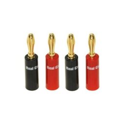 Real Cable - Pack de 4 fiches Banane Plaquées Or 24K