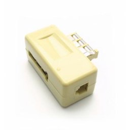 Fiche tél. gigogne PTT 8 plots / RJ11 fem. - ivoire - Blanc