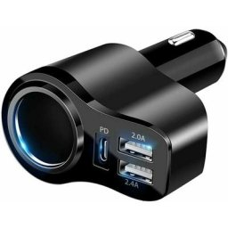 Chargeur de voiture usb c 4 en 1 36W Adaptateur de répartiteur de prise allume-cigare usb avec 3