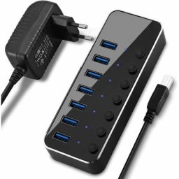 Hub usb actif 3.0 avec alimentation 7 ports Hub usb 3.0 Distributeur de port usb actif en aluminium