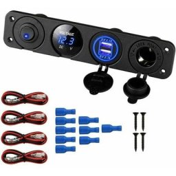 En 1 Marine Switch Panel, 12V 4.2A Dual usb Socket Chargeur Prise de Courant et led Voltmètre et