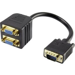 Renkforce - Adaptateur y vga RF-4166418 [1x vga mâle - 2x vga femelle] 20.00 cm noir contacts dorés
