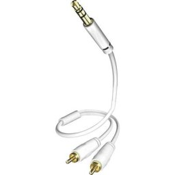 Inakustik - Câble audio 003100015 [2x Cinch-RCA mâle - 1x Jack mâle 3.5 mm] 1.50 m blanc contacts