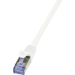 CQ3081S RJ45 Câble réseau, câble patch cat 6a s/ftp 7.50 m blanc ignifuge, avec cliquet