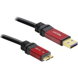 Câble usb usb 3.2 Gen1 (usb 3.0) usb-a mâle, USB-Micro-B 3.0 mâle 5.00 m rouge, noir contacts
