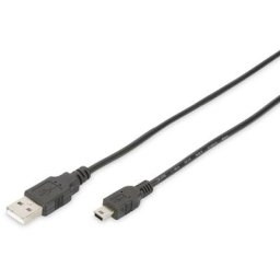 Digitus - Câble usb usb 2.0 usb-a mâle, USB-Mini-B mâle 1.00 m noir rond, blindage double