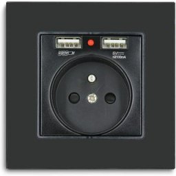 Prise murale avec 2xUSB,Betterlife16amp Prise simple de courant alternatif Panneau en verre cristal