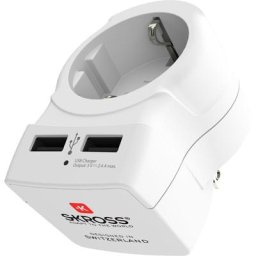 Adaptateur secteur Skross Europe vers usa sortie usb blanc
