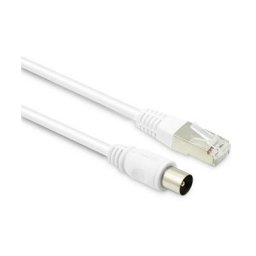 Câble tv coaxial 9,52 mm mâle/RJ45 mâle 5 m - blanc - Blanc