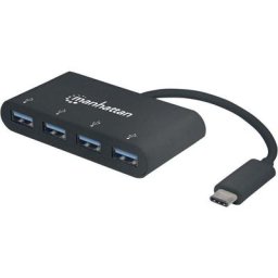 Manhattan - Hub usb 3.0 162746 4 ports avec fiche mâle usb-c noir