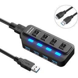 Usb Hub 3.0,AROMUJOY 4 Ports SuperSpeed Data Hub et 1 Port de Charge Intelligent, avec Commutateur