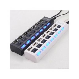 Trade Shop Traesio - Trade Shop - Hub Multiple Usb Ciabatta Avec 7 Ports Usb 2.0 Led Noirs Ou