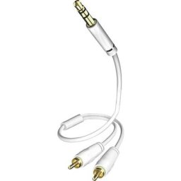 Inakustik - Câble audio 00310005 [2x Cinch-RCA mâle - 1x Jack mâle 3.5 mm] 5.00 m blanc contacts