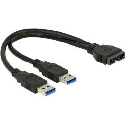 Adaptateur usb 3.0 Delock 83910 - [2x usb 3.0 mâle type a - 1x usb 3.0 mâle interne 19 pôles]